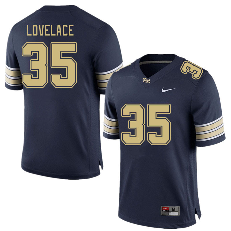 Men #35 Braylan Lovelace Pitt Panthers College Football Jerseys Stitched Sale-Navy